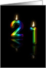 Glowing 21 melting wax candles card