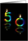 Glowing 50 melting wax candles card