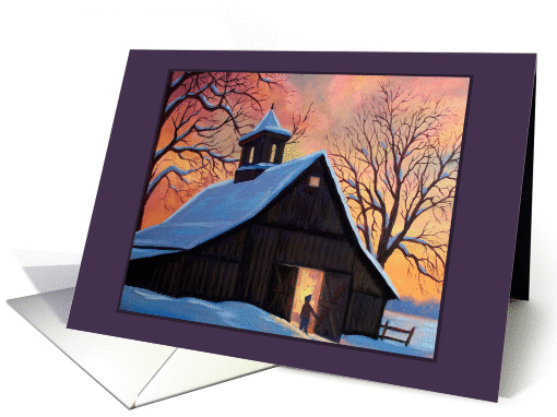 Snowy Barn at Sunset 2 card (1230446)