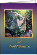 Blank Inside Sympathy Large Mossy Stone with white Daisies card