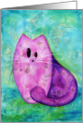 Whimsical Pussycat in Purple, Blank Note Card