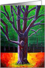 Abstract tree painting, blank card