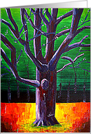 Abstract tree painting, blank card