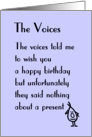 The Voices - a funny birthday poem card