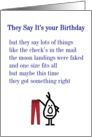 They Say It’s Your Birthday - a conspiratorial birthday poem card