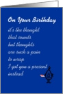 On Your Birthday, funny humorous birthday poem card