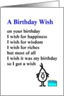 A Birthday Wish - funny birthday poem card
