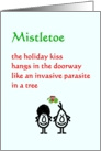 Mistletoe - a funny Christmas poem card