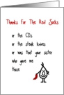 Thanks For The Red Socks - a quirky thank you poem card
