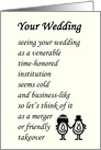 Your Wedding - a funny wedding & marriage poem for the bride and groom card