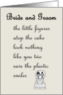 Bride and Groom - a funny wedding & marriage congratulations poem card