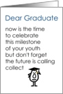 Dear Graduate - a funny graduation poem (blue title, boy graduate) card