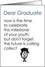 Dear Graduate - a funny graduation poem (blue title, girl graduate) card