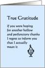 True Gratitude - a funny thank you poem for a friend card