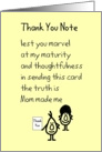 Thank You Note - A funny thank you poem for my friend card