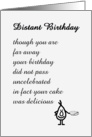 Distant Birthday - a funny birthday poem card