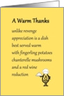A Warm Thanks - a funny thank you poem card