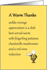 A Warm Thanks - a funny thank you poem from all of us card