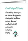 Our Vestigial Thanks - a funny wedding thank-you poem card