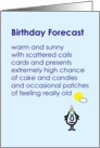Birthday Forecast - a funny birthday poem about more than weather card