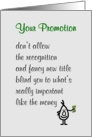 Your Promotion - a funny congratulations poem for a promotion card