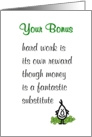 Your Bonus - a funny poem to accompany your employee’s bonus card