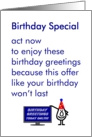 Birthday Special - a funny birthday poem card
