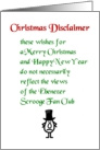 Christmas Disclaimer - a funny Christmas Poem card