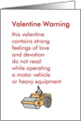 Valentine Warning - a funny Valentine’s Day poem card