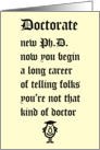Doctorate - a funny poem for the new Ph.D. card
