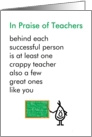 In Praise of Teachers - thank you poem for a great teacher card