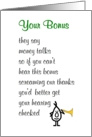 Your Bonus - a funny poem about your bonus card