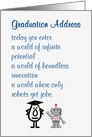 Graduation Address - a funny college graduation poem card