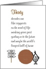 Thirty - a funny thirtieth bithday poem card