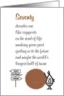 Seventy - a funny seventieth bithday poem card