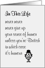 In This Life - a funny thinking of you poem card