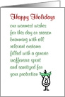 Happy Holidays - a funny season’s greetings poem card