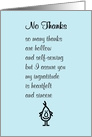 No Thanks - a funny thank you poem card