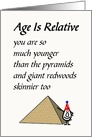 Age Is Relative - a funny happy birthday poem card