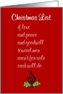 Christmas List - A Funny Merry Christmas Poem card
