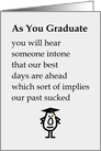 As You Graduate, A Funny High School Graduation Congratulations Poem card