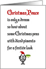 Christmas Peace, A Funny Merry Christmas Poem card