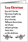 Lazy Christmas, A Funny Merry Christmas Poem card
