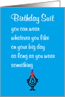 Birthday Suit, a funny Happy Birthday poem card