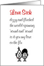 Love Sick, a funny love poem for her card