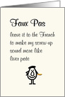 Faux Pas A Funny French Apology Poem card