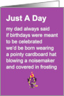 Just A Day A Funny Happy Birthday Poem card
