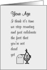 Your Age A Funny Happy Birthday Poem card