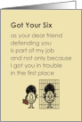 Got Your Six A Funny Thinking Of You Poem card