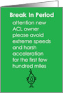 Break In Period A Funny ACL Reconstruction Poem card